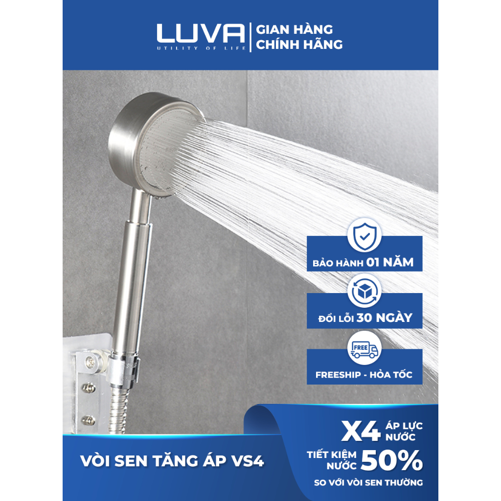 Vòi Sen Tăng Áp Luva, BH 12 tháng Đổi Lỗi 30 Ngày, Xoay 360 Độ, Bật Tắt Trên Vòi Sen