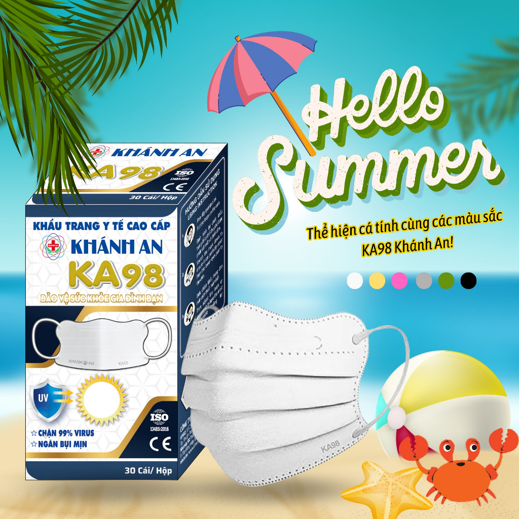 Khẩu trang y tế Con cua 6D 4 lớp tiệt trùng Khánh An KA98 vệ sinh và tiện lợi khi mang theo ngăn vi khuẩn virus 99%