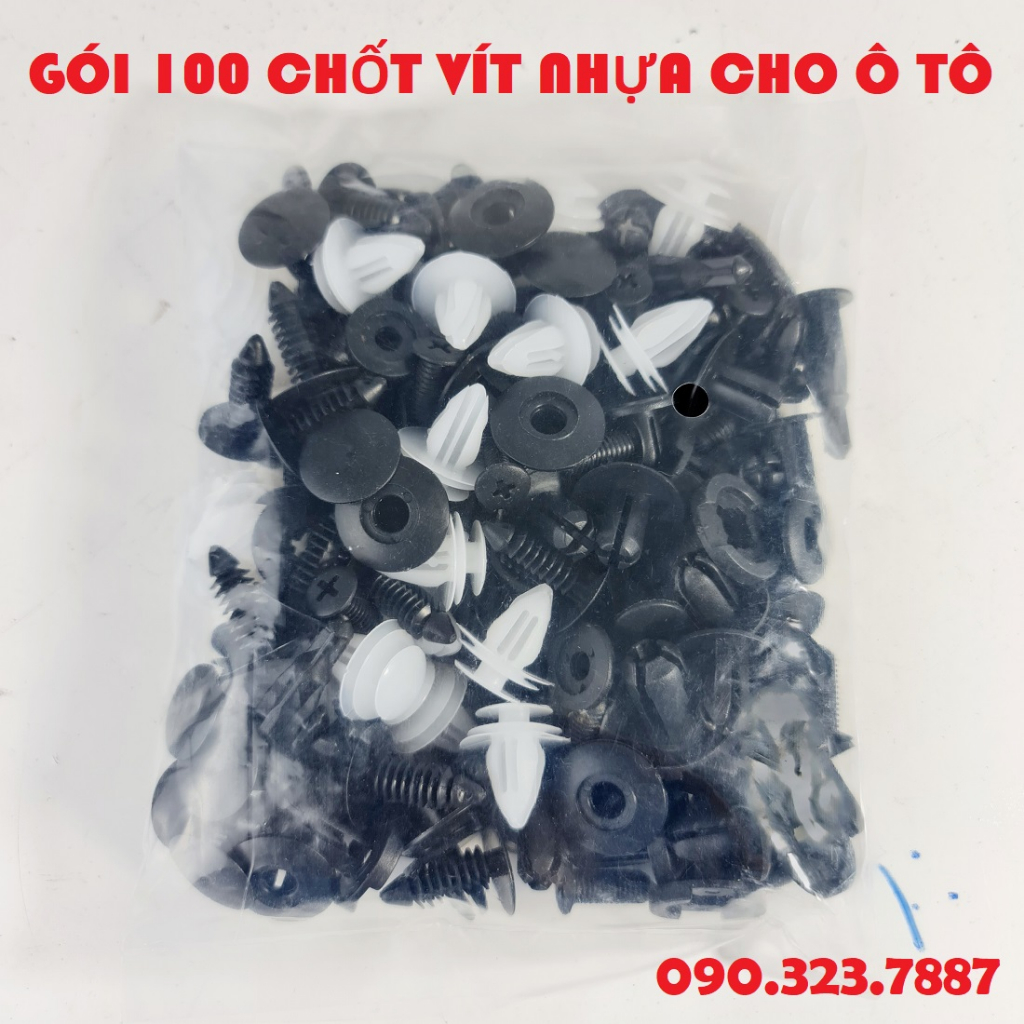 Hộp 100  Ốc vít Chốt Nở Nhựa Cho Ô Tô, Xe Máy . Loại tốt