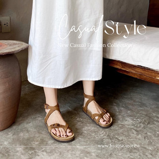 [DA BÒ THẬT] DK16-Dép Sandals đế trấu da bò cổ cao Unisex chính hãng BIOLINE