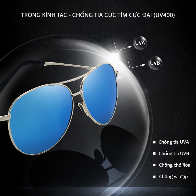 Kính Râm Nam Thời Trang Phân Cực Chống Lóa, Chống Chói Lái Xe Đi Đêm Kiểu Dáng Phi Công AK002 - AORON