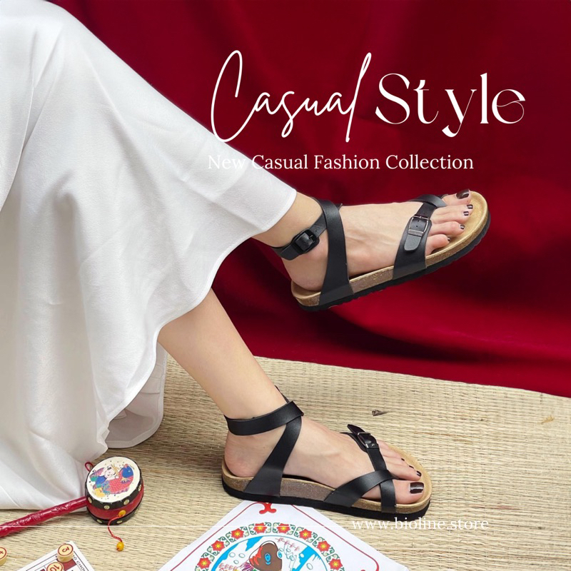 D16-Dép Sandal da bò cổ cao Unisex