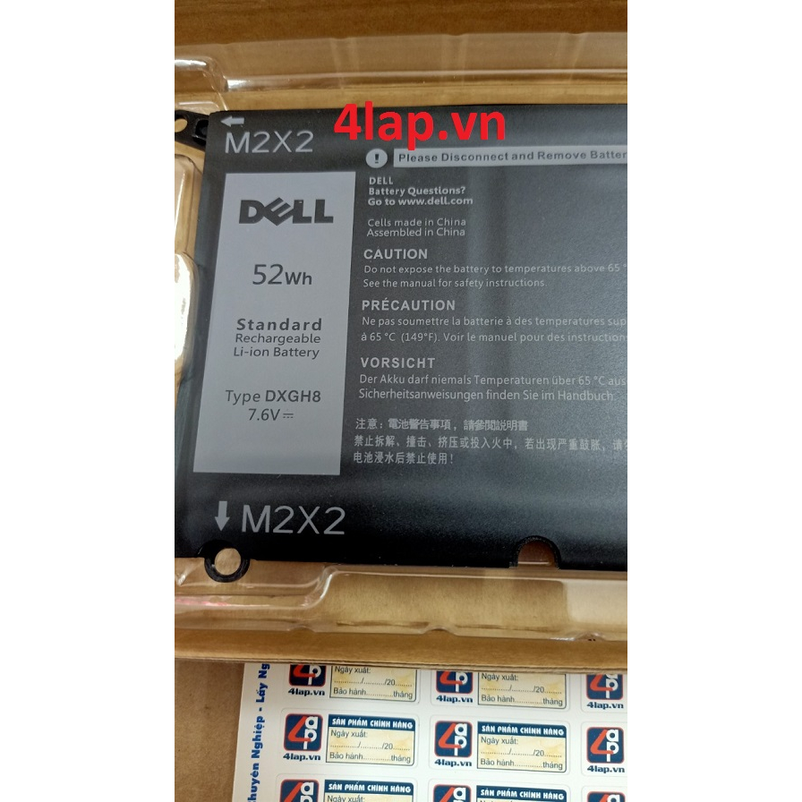 Thay Pin Laptop Dell XPS 13 5390 9370 9380 Inspiron 13 7390 DXGH8 H754V P82G002 Original Zin 52wh