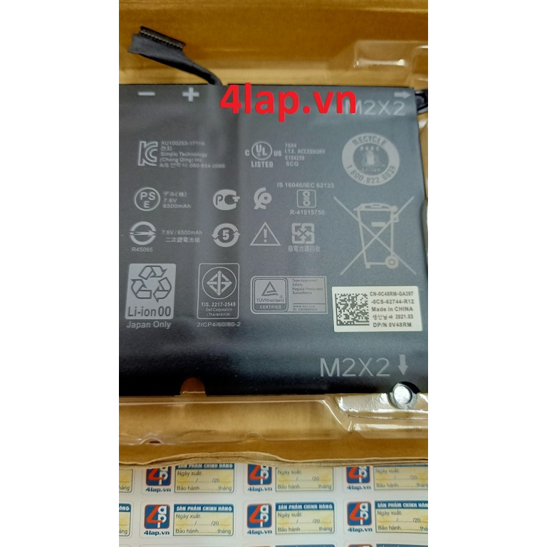 Thay Pin Laptop Dell XPS 13 5390 9370 9380 Inspiron 13 7390 DXGH8 H754V P82G002 Original Zin 52wh