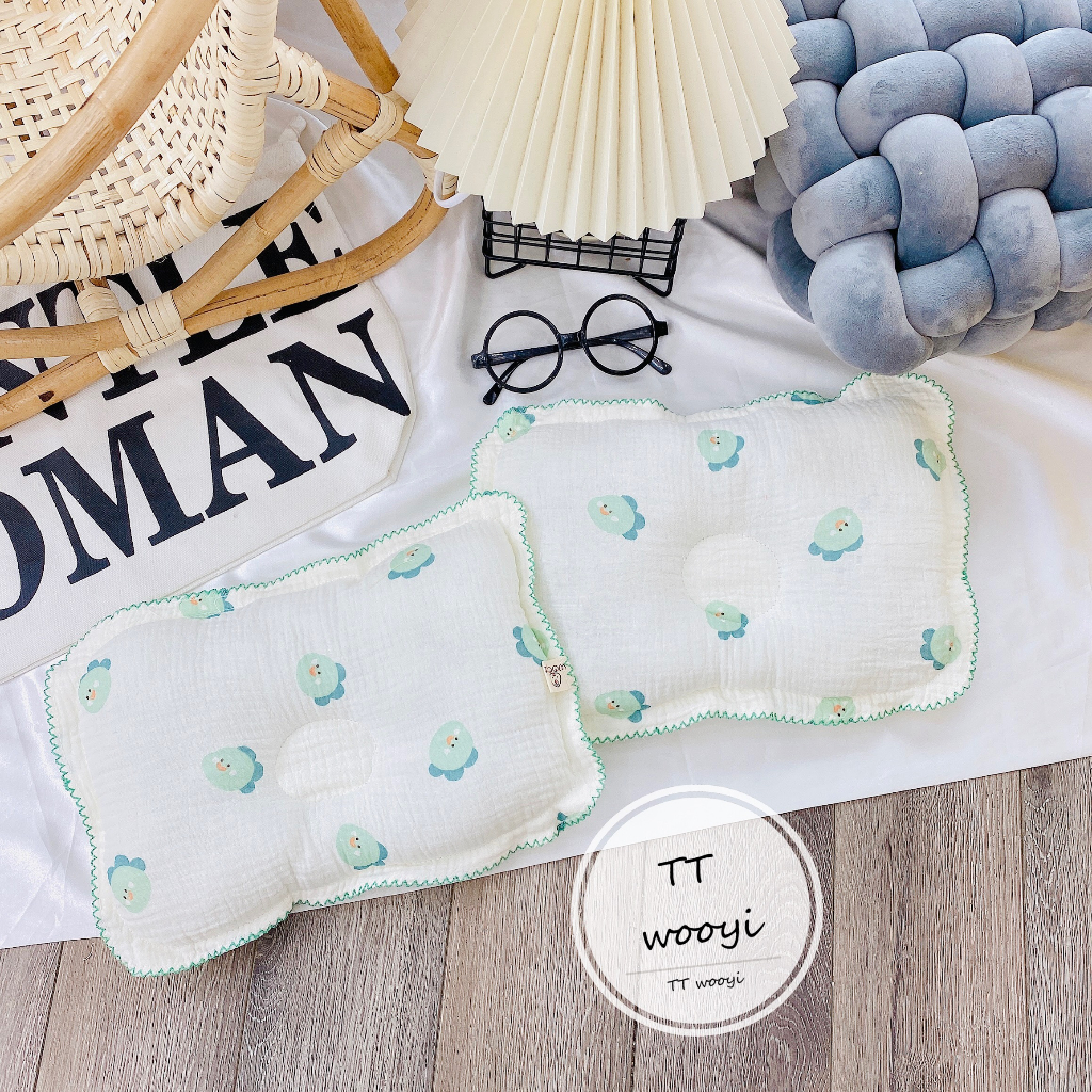 Gối bông MUSLIN BO VIỀN CAO CẤP cho bé sơ sinh GX7