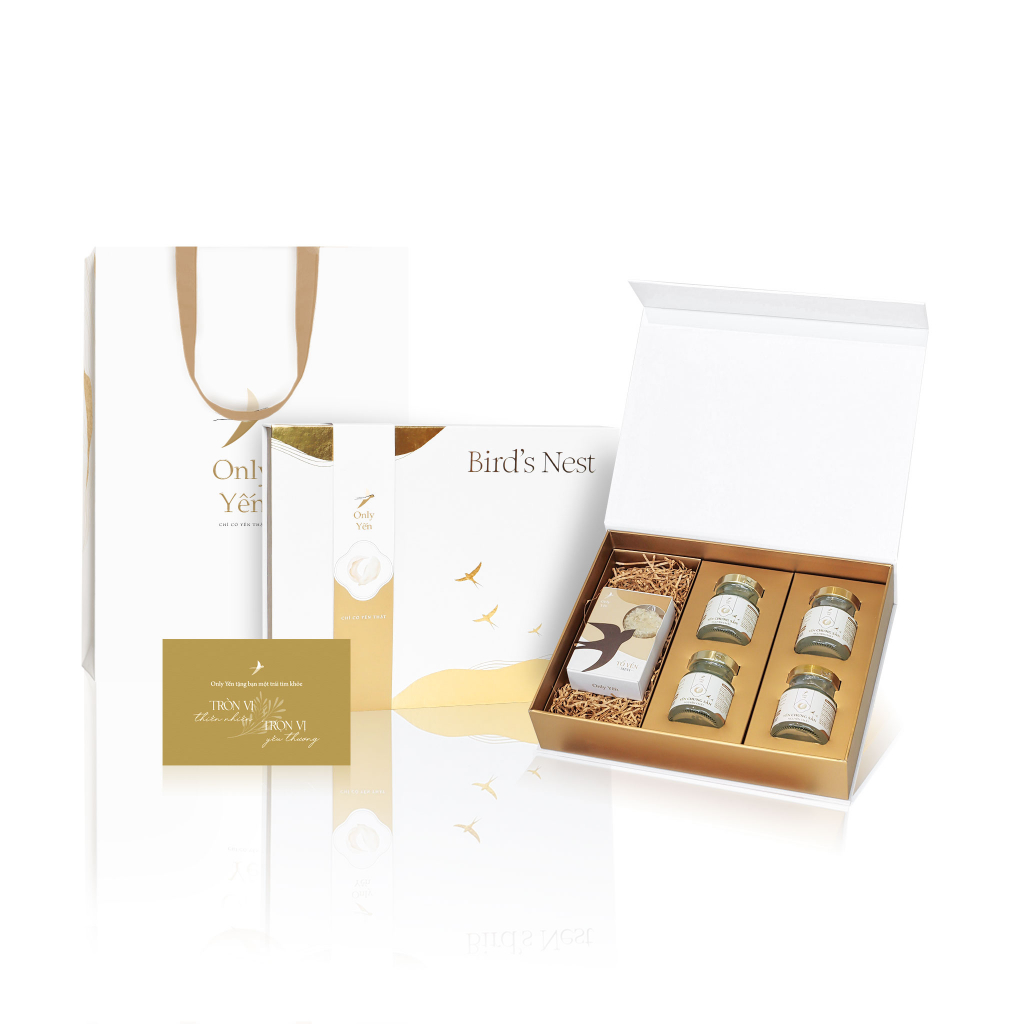 Yến Chưng Sẵn Set 4 Hũ Yến Chưng Đường Phèn 70ml Và Yến Baby Làm Quà Tặng Hoặc Dùng Tại Nhà Yến Chưng Nguyên Chất