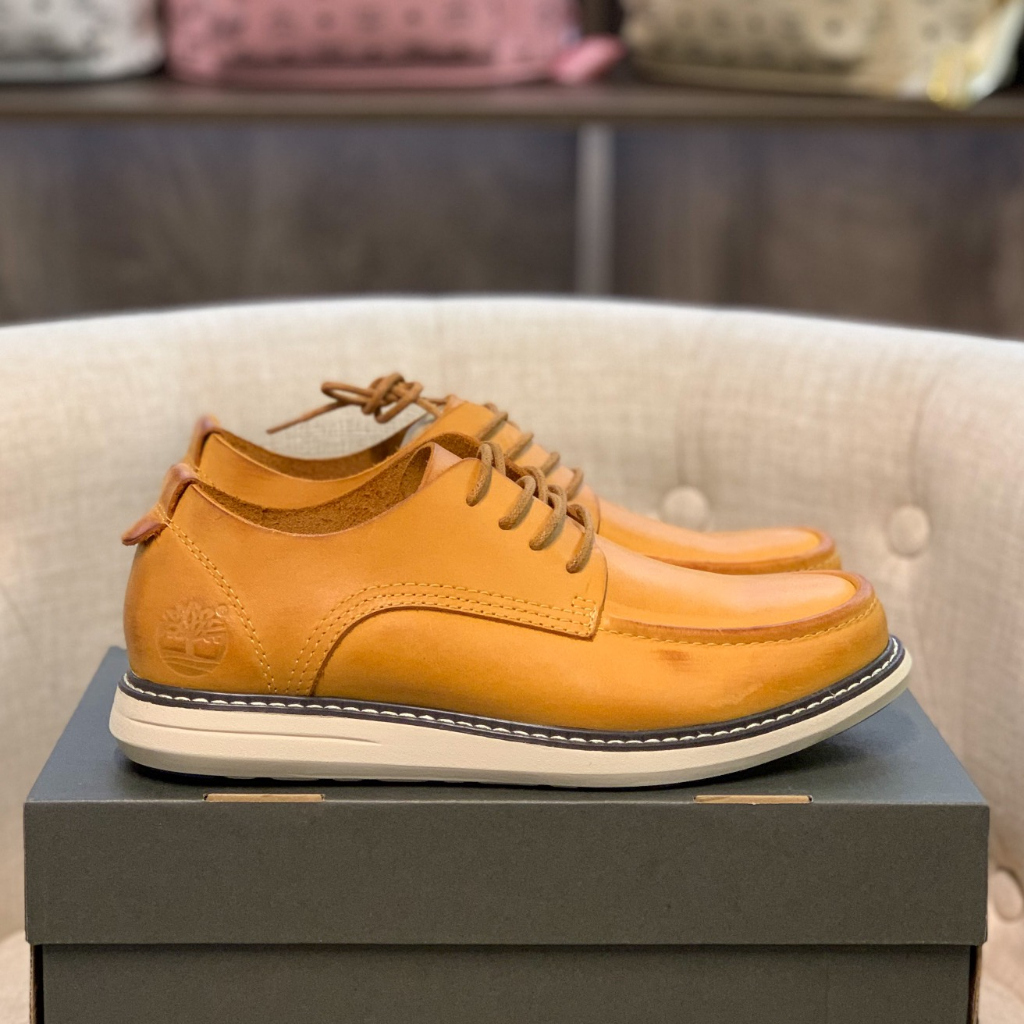 9016 - Giày Da Nam TimBerLand Thiết Kế Cột Dây - Kết Hợp Hai Màu Thanh Lịch - Full Box - Sấu Vui Vẻ