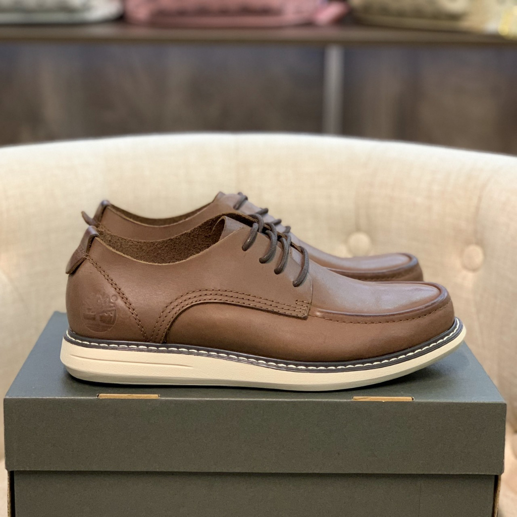 9016 - Giày Da Nam TimBerLand Thiết Kế Cột Dây - Kết Hợp Hai Màu Thanh Lịch - Full Box - Sấu Vui Vẻ