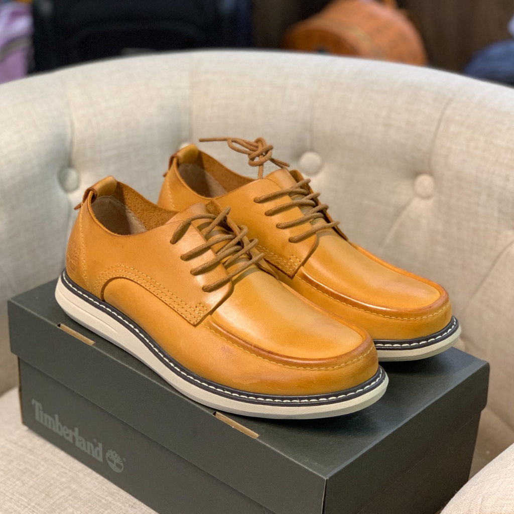 9016 - Giày Da Nam TimBerLand Thiết Kế Cột Dây - Kết Hợp Hai Màu Thanh Lịch - Full Box - Sấu Vui Vẻ