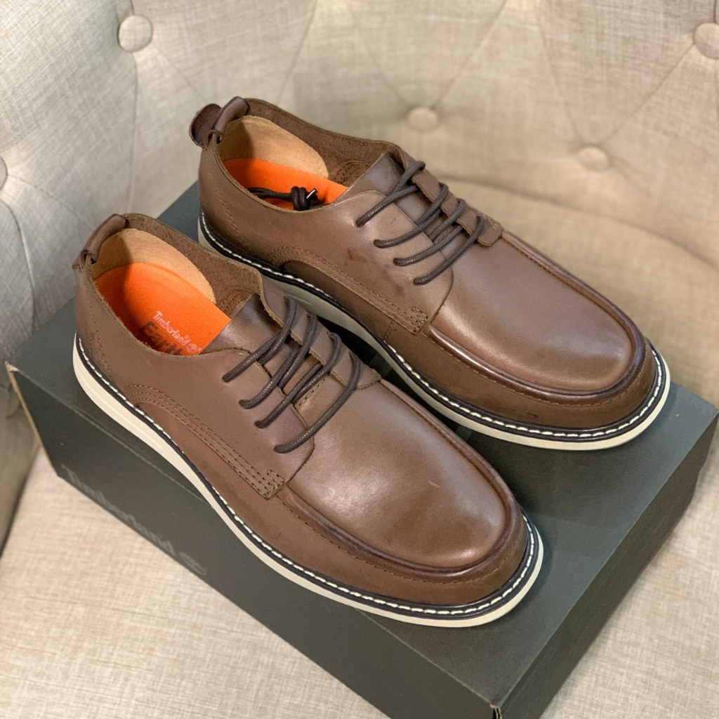 9016 - Giày Da Nam TimBerLand Thiết Kế Cột Dây - Kết Hợp Hai Màu Thanh Lịch - Full Box - Sấu Vui Vẻ