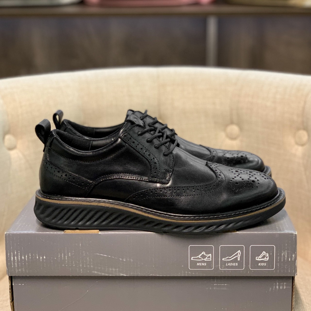 836454 - Giày Da Nam Ecco Cột Dây Thiết Kế Dập Và Đế Xoắn Tinh Tế -  Full Box - Sấu Vui Vẻ