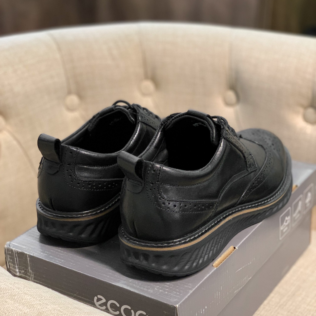 836454 - Giày Da Nam Ecco Cột Dây Thiết Kế Dập Và Đế Xoắn Tinh Tế -  Full Box - Sấu Vui Vẻ