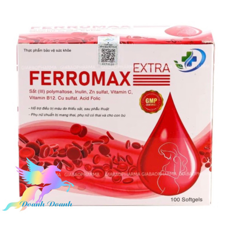 Viên uống bổ máu FERROMAX  Hộp 100 Viên - Bổ xung sắt cho người thiếu máu