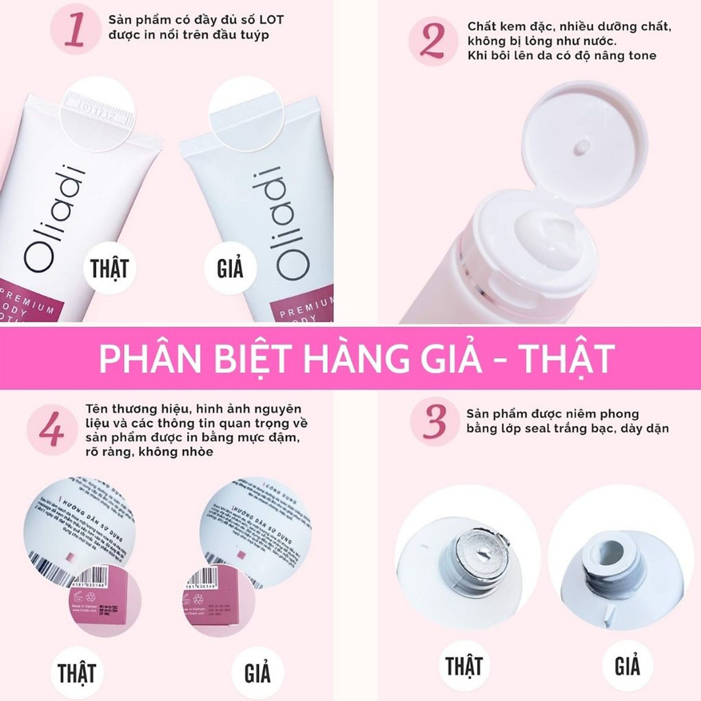 BODY LOTION OLIADI - Kem Body Oliadi Dưỡng Thể Trắng Toàn Thân Với Công Nghệ Hạt Nano Phân Tử 200ml