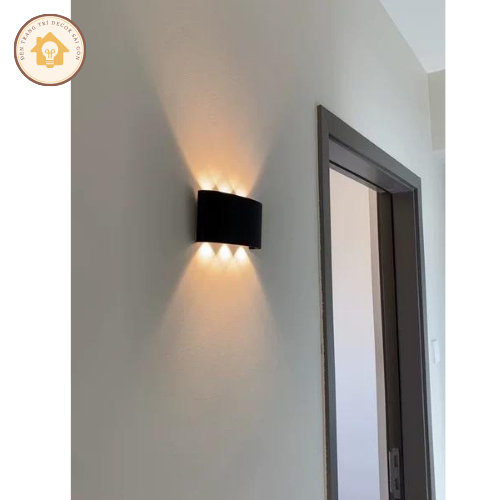 Đèn hắt tường 2 đầu 6 tia 8 tia gắn tường chiếu sáng cho cầu thang ban công ngoài trời hiện đại