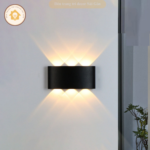 Đèn hắt tường 2 đầu 6 tia 8 tia gắn tường chiếu sáng cho cầu thang ban công ngoài trời hiện đại