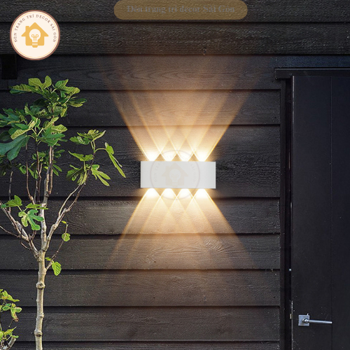 Đèn hắt tường 2 đầu 6 tia 8 tia gắn tường chiếu sáng cho cầu thang ban công ngoài trời hiện đại