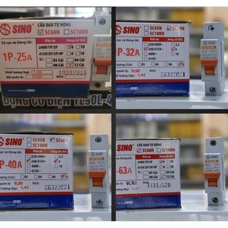 Aptomat sino 1 pha và 2 pha, attomat 1 cực và 2 cực 25c, 32c, 40c, 63c