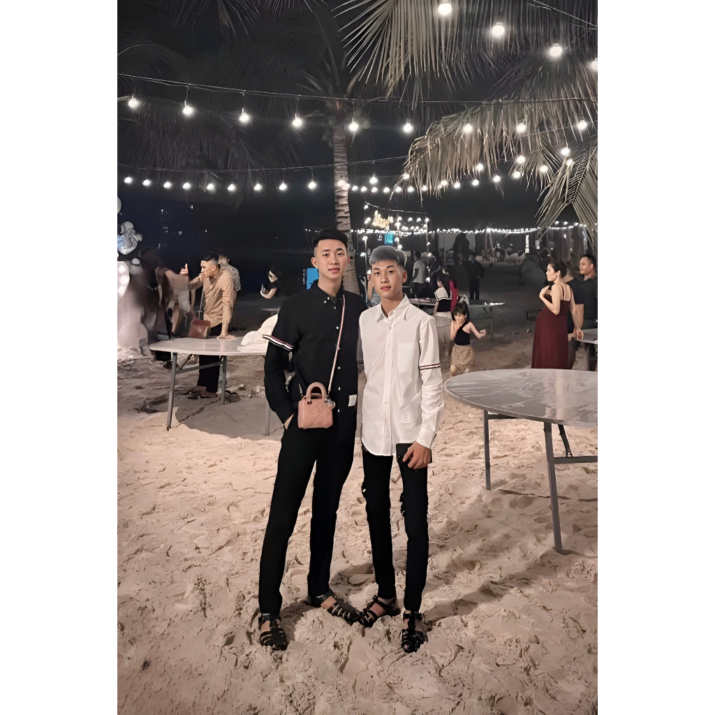 Áo sơ mi nam dài tay phối tay chất lụa không nhăn màu đen cực chất