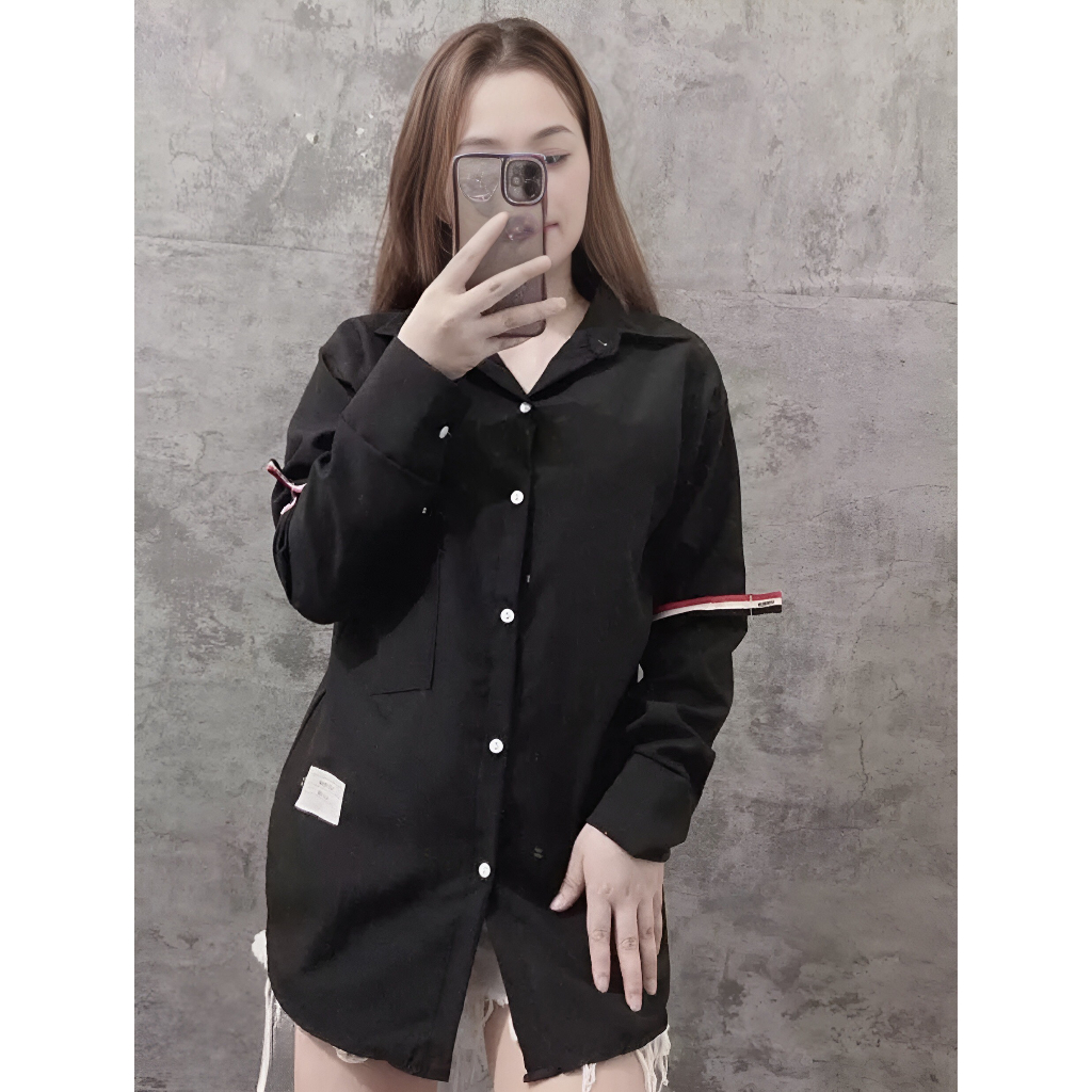 Áo sơ mi nam dài tay phối tay chất lụa không nhăn màu đen cực chất