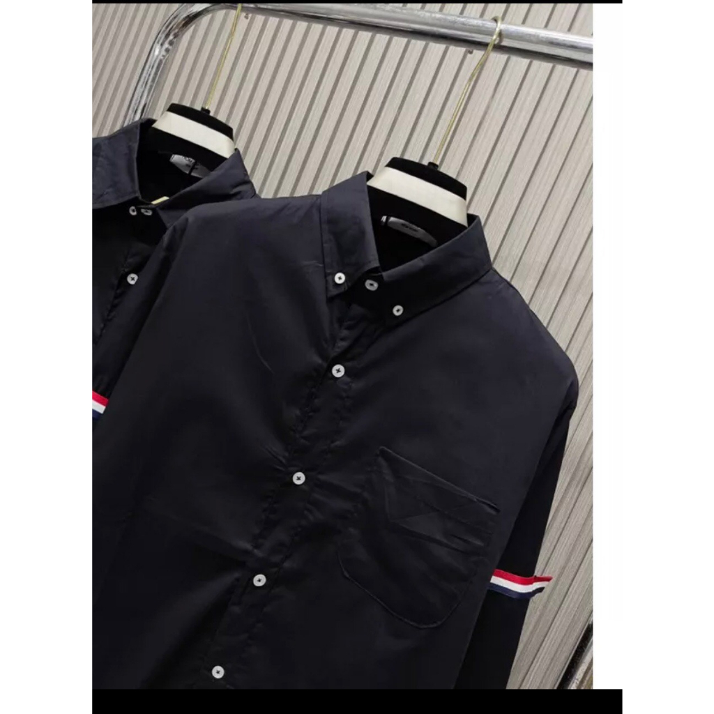 Áo sơ mi nam dài tay phối tay chất lụa không nhăn màu đen cực chất