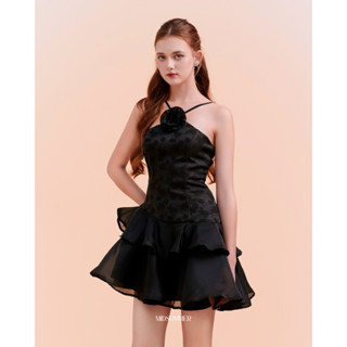 Đầm xoè xếp tầng cổ yếm vải gấm hoa phối organza Ciara Dress - MIDSUMMER