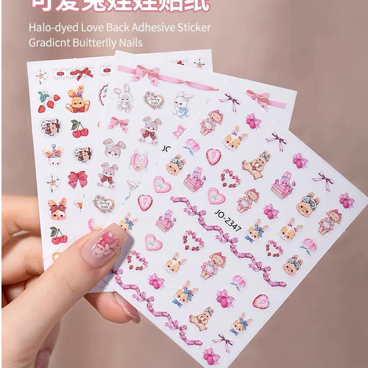 Sticker hình thỏ, Miếng dán hình thỏ dễ thương trang trí móng tay