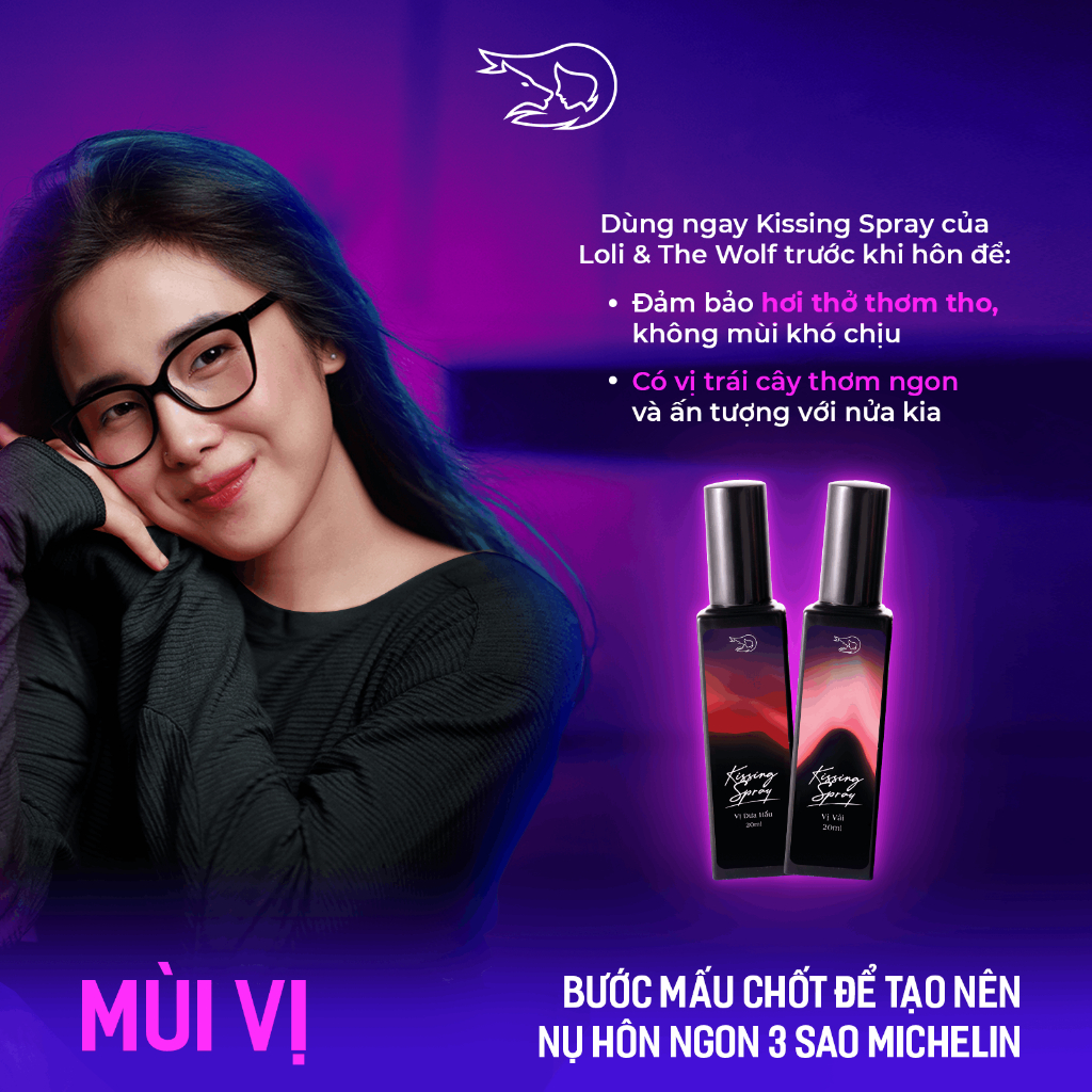 Xịt Thơm Miệng Kissing Spray Loli & The Wolf Hương Juicy Kiss Đào Vị Bạc Hà Thơm Mát 20ml