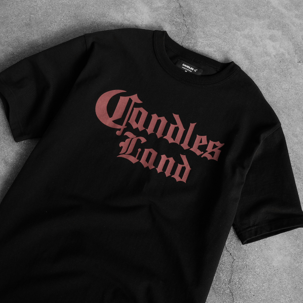 Áo thun nam nữ oversize CANDLESLAND GOTHIC LOGO T-SHIRT chất liệu cotton 100% 280gsm in logo chính hãng