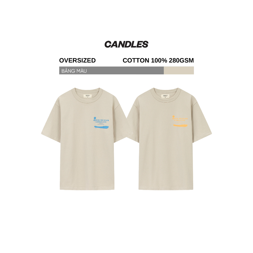 Áo thun nam nữ oversize CANDLES PALM T-SHIRT chất liệu cotton 100% 280gsm in thêu họa tiết chính hãng