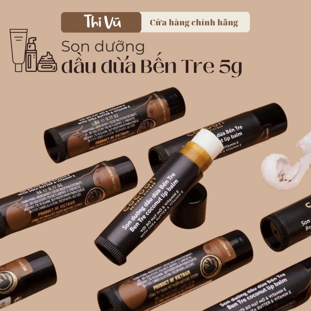 Son dưỡng Cocoon dầu dừa Bến Tre 5g - Thi Vũ