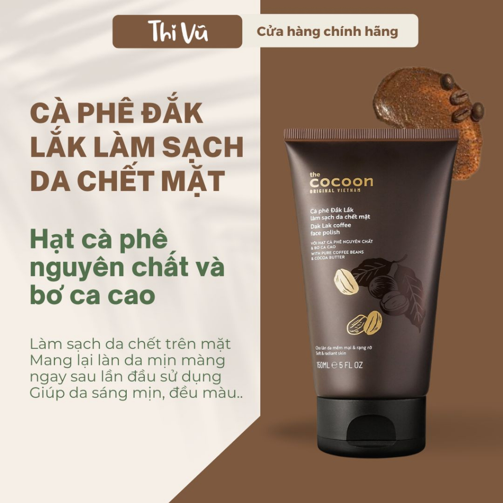 Tẩy da chết da mặt Cocoon Cà phê Đắk Lắk làm sạch da mặt 150ml - Thi Vũ