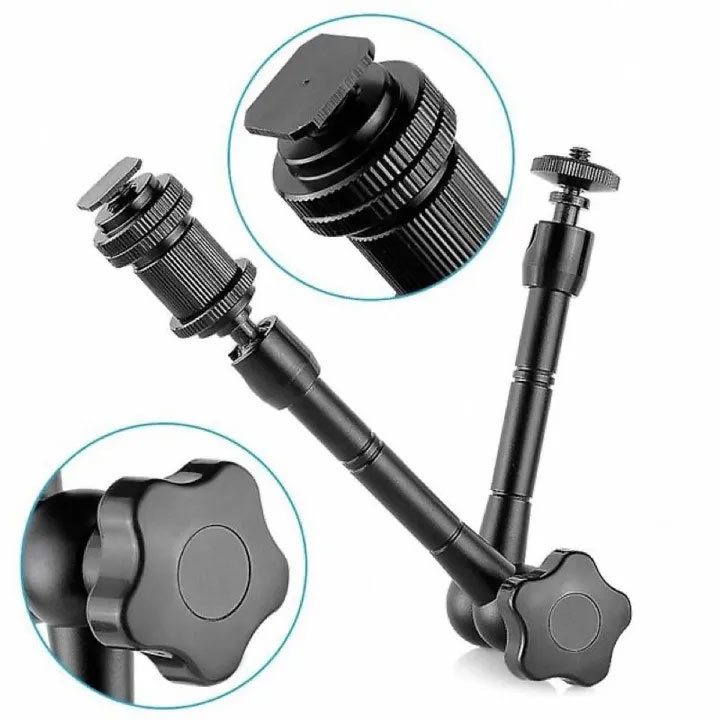 Tay Magic Arm HL176 khả năng tay 2Kg dài 11inch - 2 khớp Khuỷu xoay kết nối đèn, màn hình phụ kiện