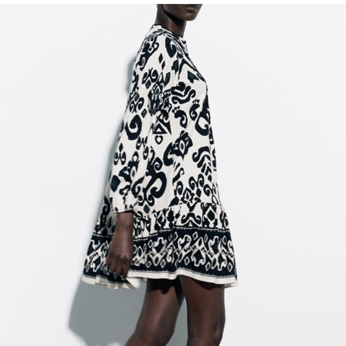 Váy baby doll đuôi cá hoạ tiết ZR dư sịn - Tinahouse.2021