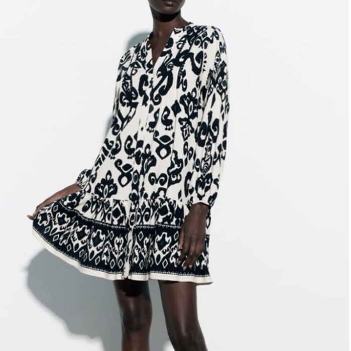 Váy baby doll đuôi cá hoạ tiết ZR dư sịn - Tinahouse.2021