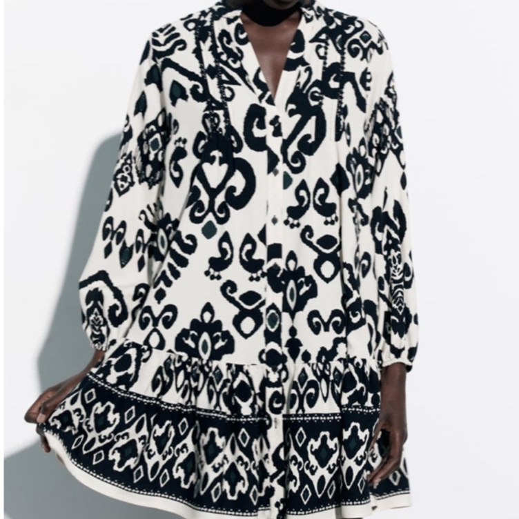 Váy baby doll đuôi cá hoạ tiết ZR dư sịn - Tinahouse.2021