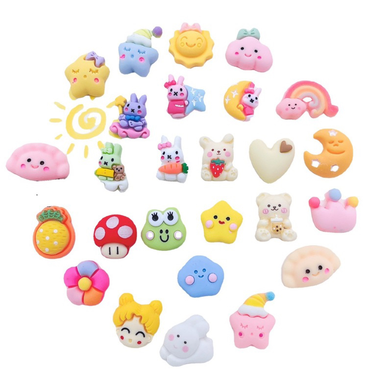 Set 5 charm cute hình động vật decor toploader│Nhựa có miếng dán phía sau│ Xem thêm ở phần MÔ TẢ