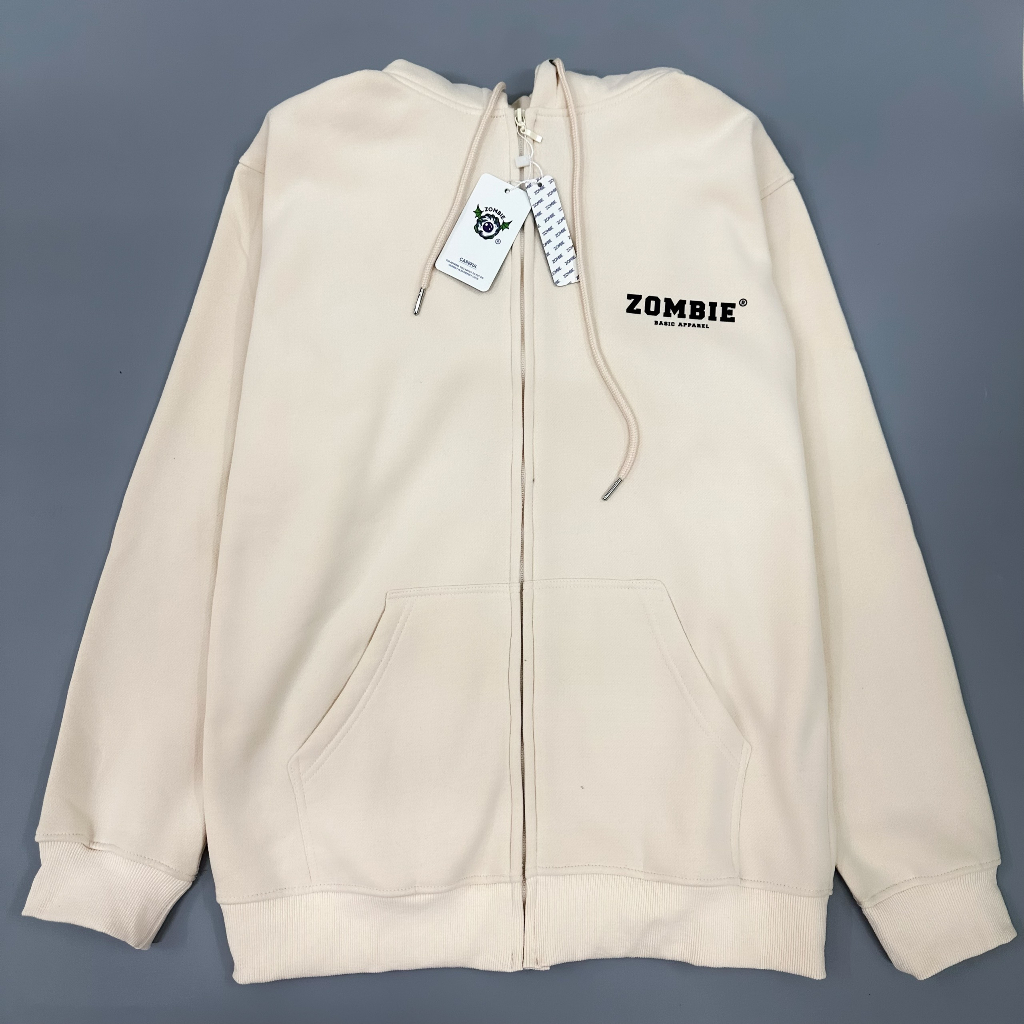 Áo hoodie zip Zombie Club x PAMIN Logo SS2 màu kem HZB12