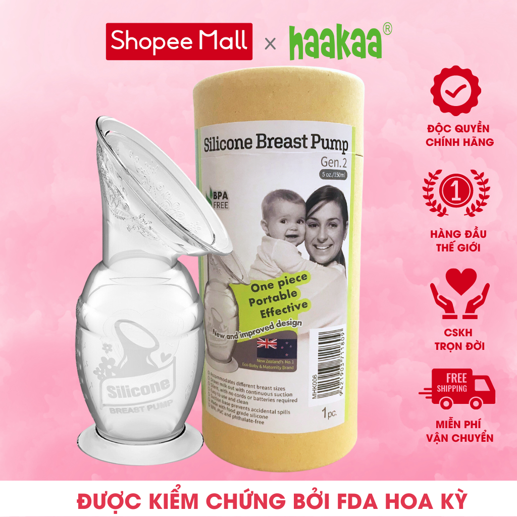 Cốc Hứng Sữa Silicone Gen.2 100/150ml Haakaa, New Zealand. Mẹ Hút Sữa Nhàn Tênh. Thay Thế Máy Hút Sữa Tự Động