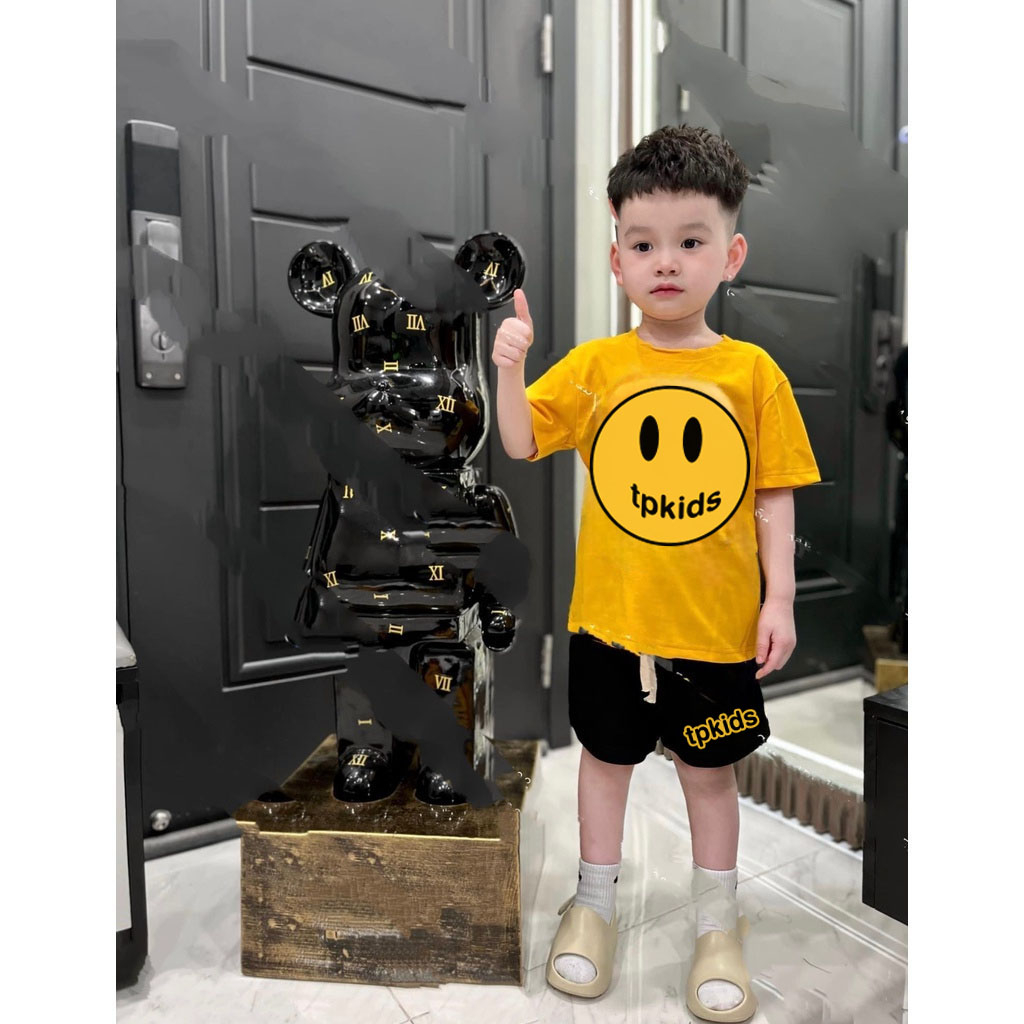 Bộ quần áo thun mặt cười, áo thun quần short unisex, TP Kids