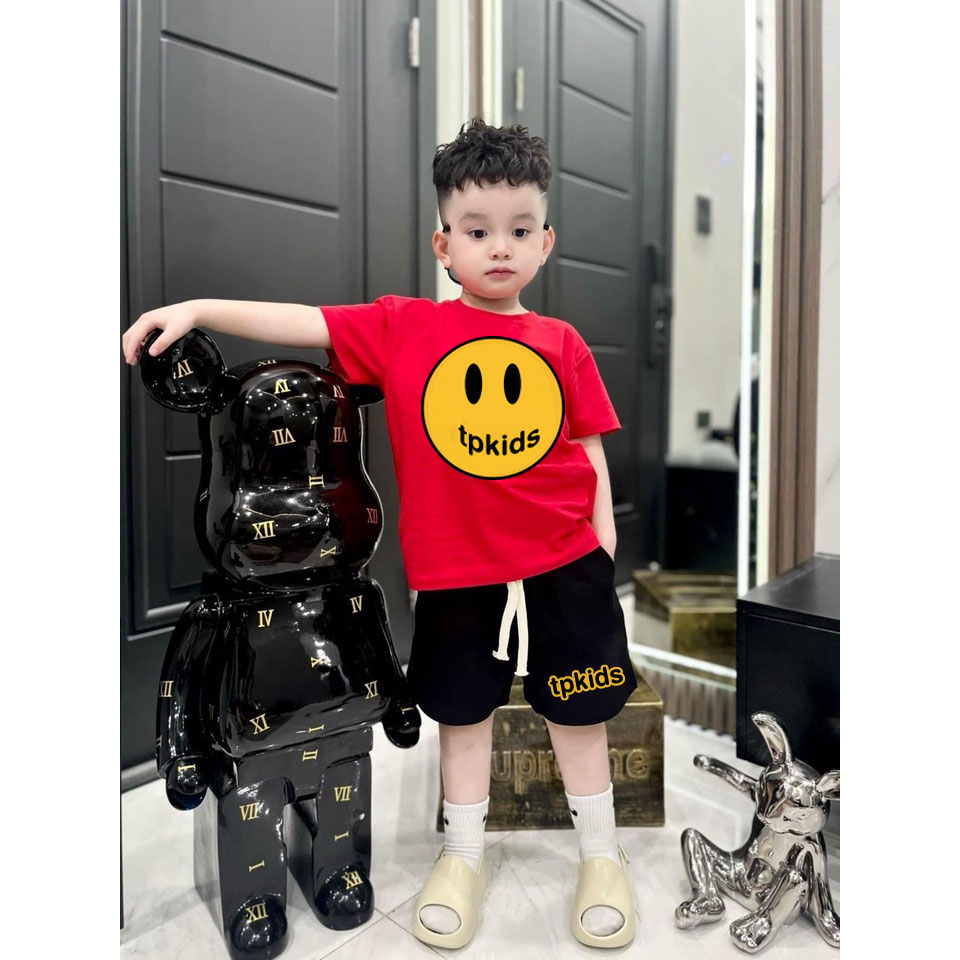 Bộ quần áo thun mặt cười, áo thun quần short unisex, TP Kids