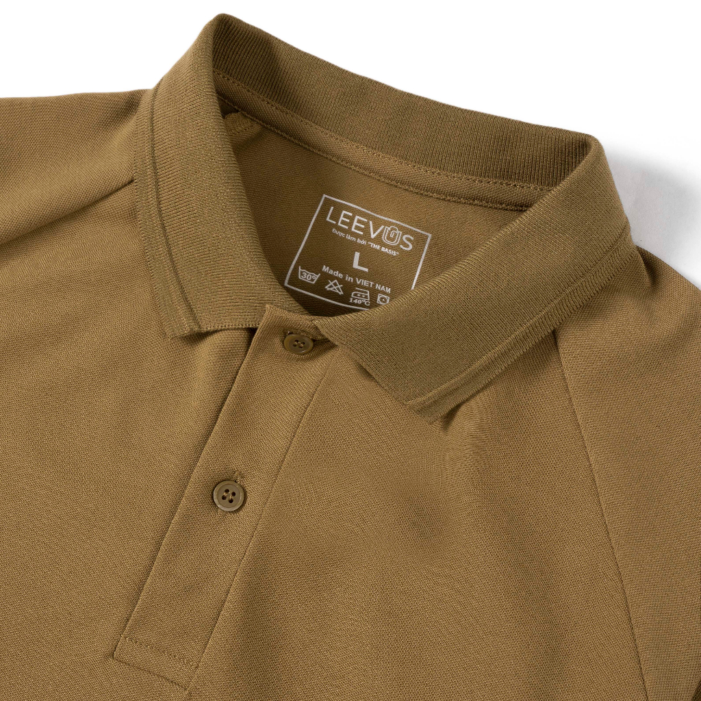 Áo Polo nam LEEVUS FREND tông nâu, phối tay, vải CVC cá sấu, form regular APL305