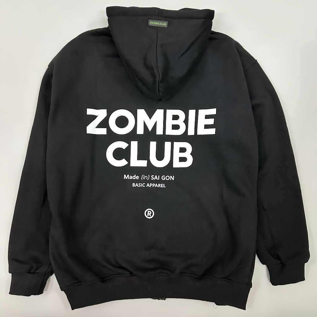 Áo hoodie zip Zombie Club x PAMIN Logo SS3 màu đen HZB13