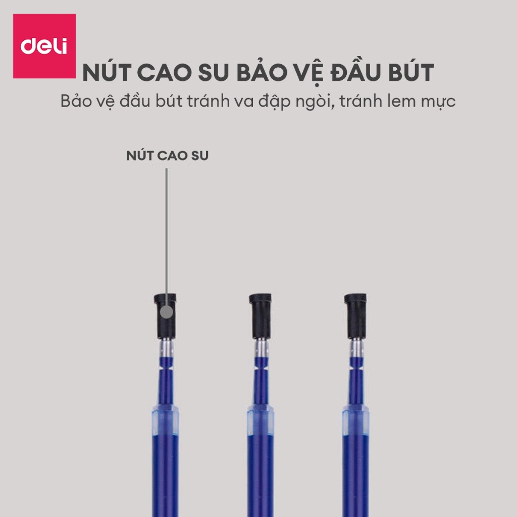 Bút bi gel bấm DelI A575 ngòi 0.5mm mực đều nét chữ đẹp - có ruột thay thế