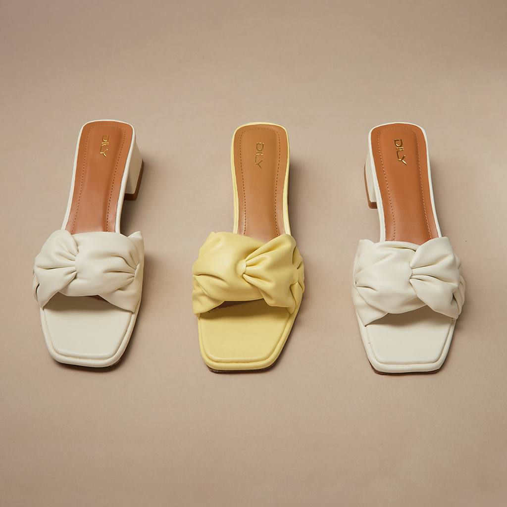 Dép guốc mũi vuông quai nhún trẻ trung, guốc gót vuông cao 4cm_AA0414