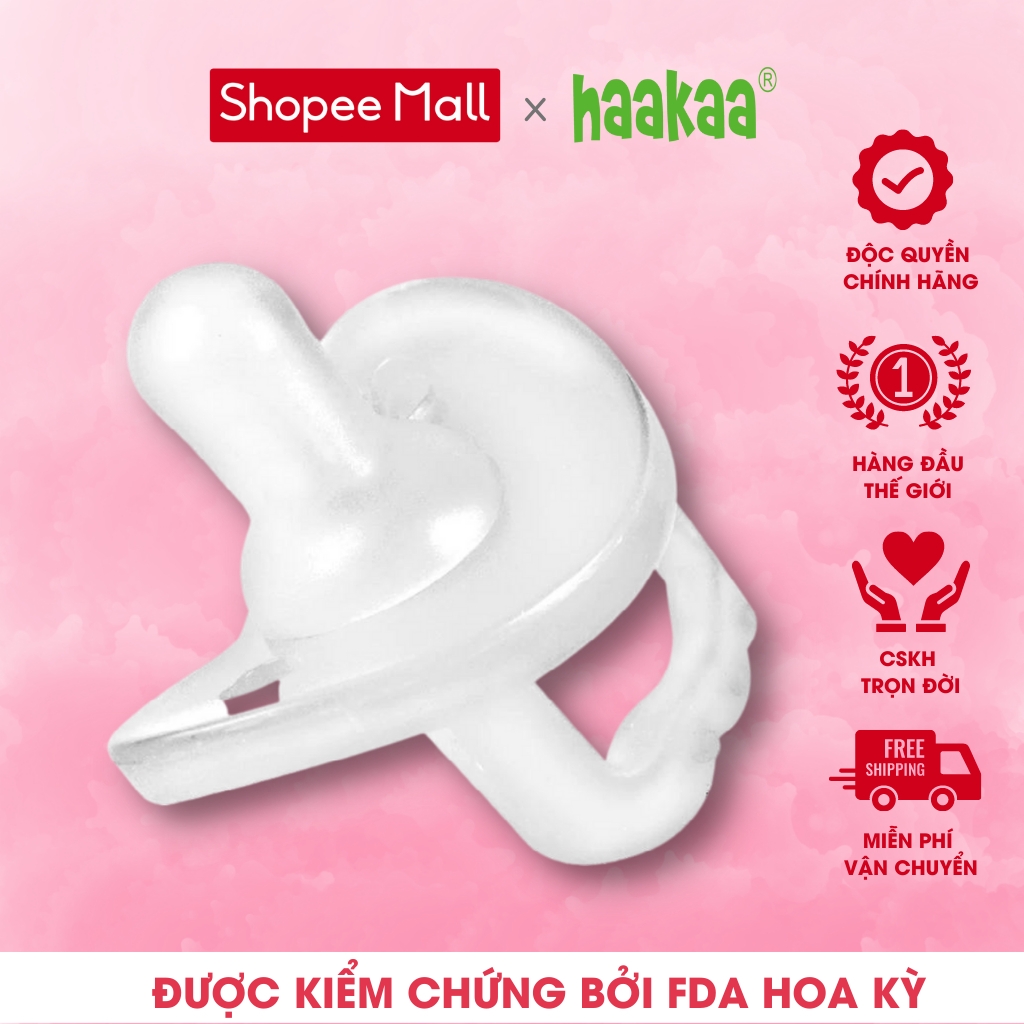 Ti ngậm silicone cho trẻ bé sơ sinh Haakaa. Không chứa BPA, PVC, chất tạo màu nhân tạo và phthalates