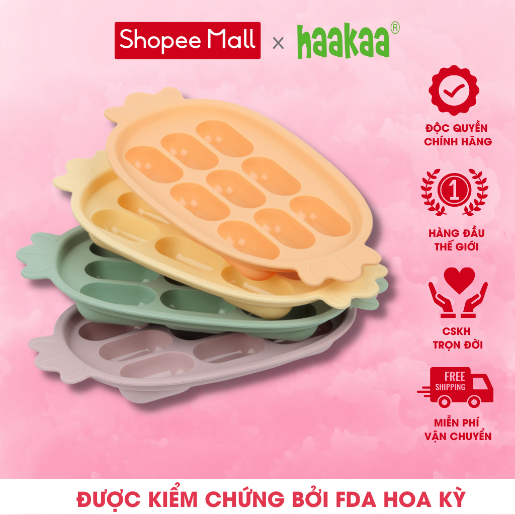 Khay trữ đông đồ ăn dặm có nắp đậy silicone Haakaa hình trái dứa. Có thể làm khay hấp, khay nướng