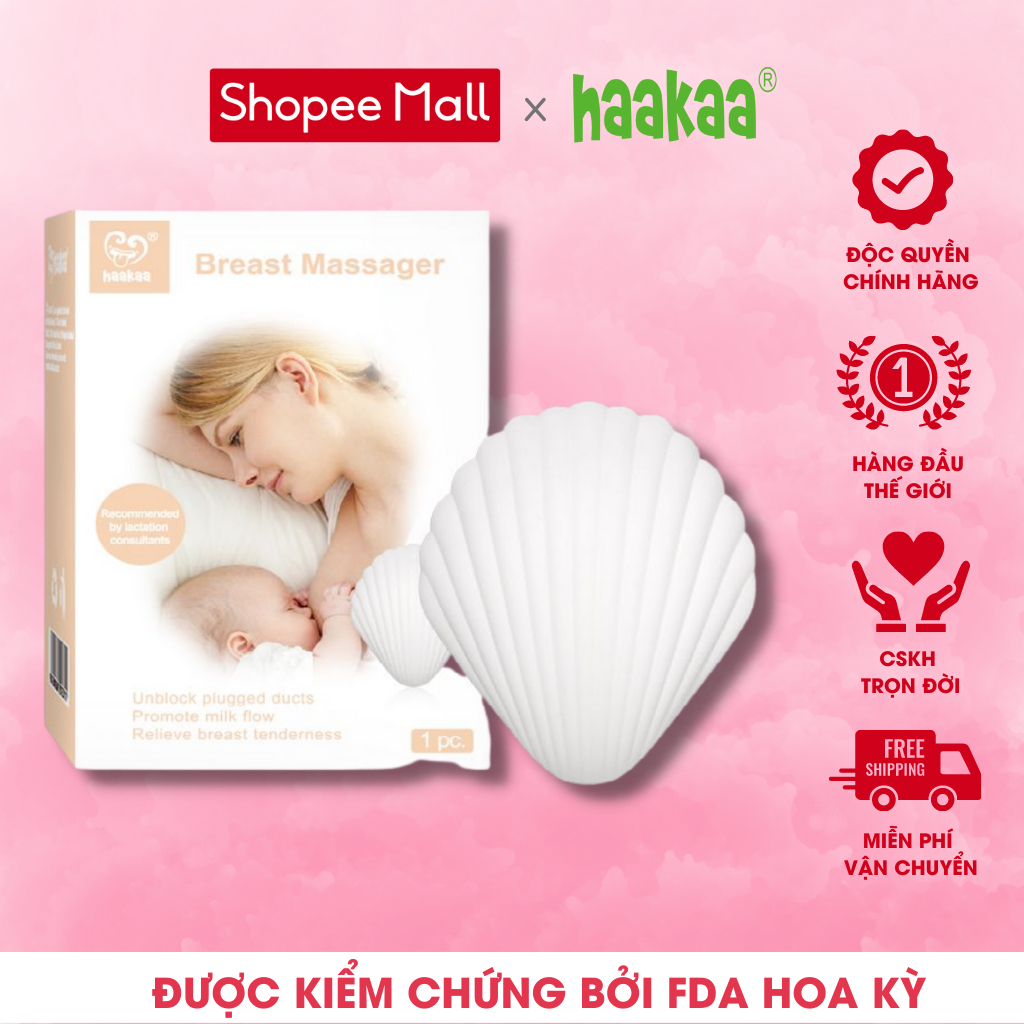 Máy thông tắc tia sữa hình vỏ sò Haakaa. Massage ngực, thông tắc tia sữa tại nhà, dễ dàng, hiệu quả, nhanh chóng