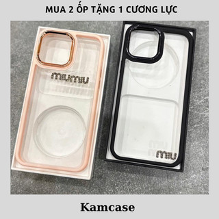 Ốp lưng iphone viền màu m.i.u.m.i.u chống ố nút bấm kim loại
