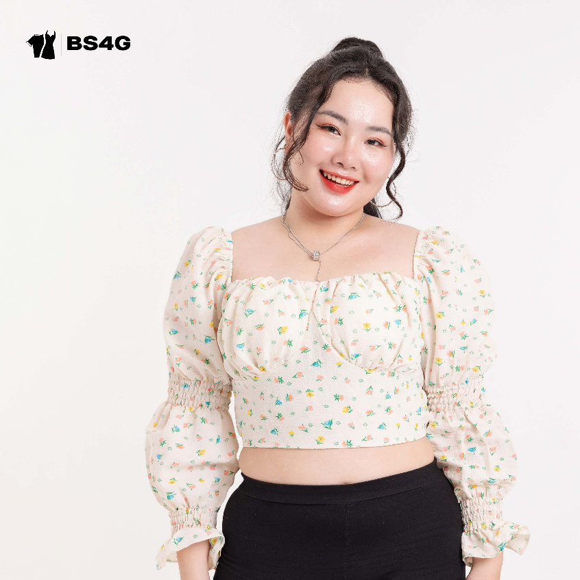 ÁO CROP HOA NHÍ TAY DÀI BIGSIZE - CR056